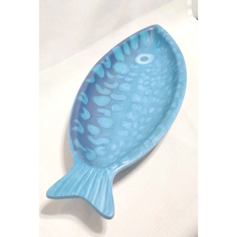 Opalhouse Blue Fish Plate Bowl  Melamine Replacement 16"
